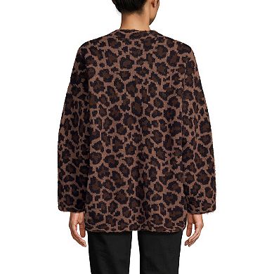 Women's Lands' End Fuzzy Jacquard Cardigan Sweater