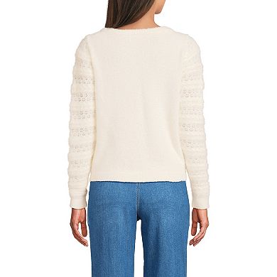 Women's Lands' End Fuzzy Eyelash Cable Boatneck Sweater