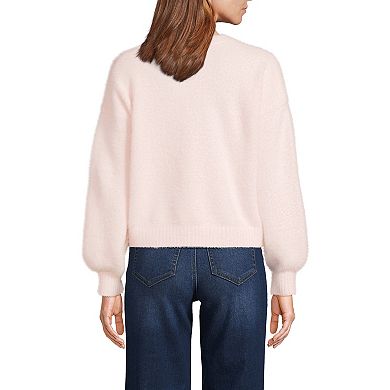 Women's Lands' End Fuzzy Eyelash Cable Cardigan Sweater