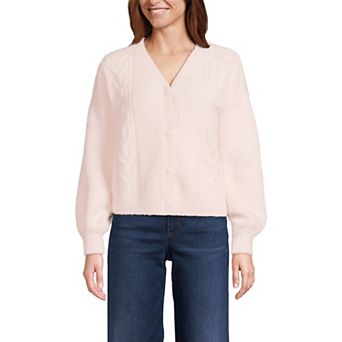Women's Lands' End Fuzzy Eyelash Cable Cardigan Sweater