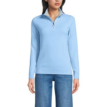 Women's Lands' End Long Sleeve Cashmere Quarter Zip Sweater