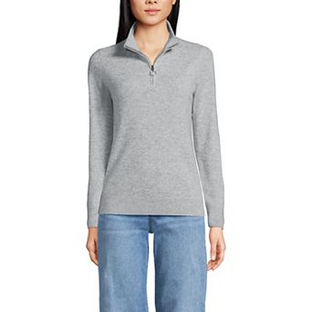 Women's Lands' End Long Sleeve Cashmere Quarter Zip Sweater