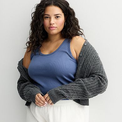 Juniors' Plus Size SO® Rib Scoop Neck Tank