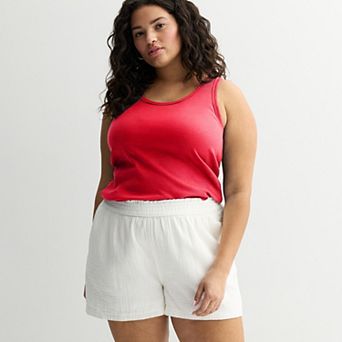 Juniors' Plus Size SO® Rib Scoop Neck Tank