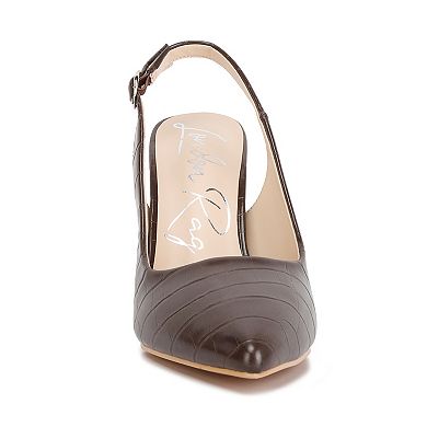 London Rag Macha Croctexture Women's Slingback Heels