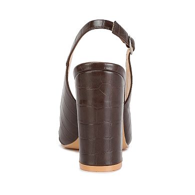 London Rag Macha Croctexture Women's Slingback Heels