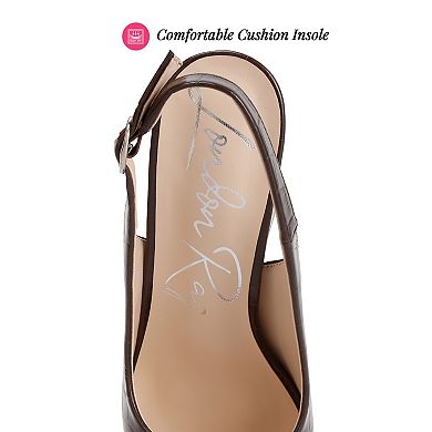 London Rag Macha Croctexture Women's Slingback Heels