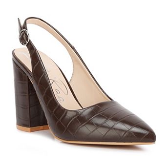 London Rag Macha Croctexture Women's Slingback Heels
