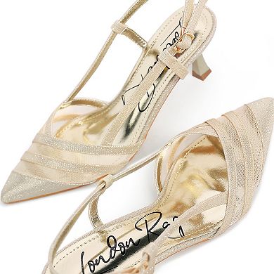 London Rag Daldra Women's Slingback Kitten Heel Sandals