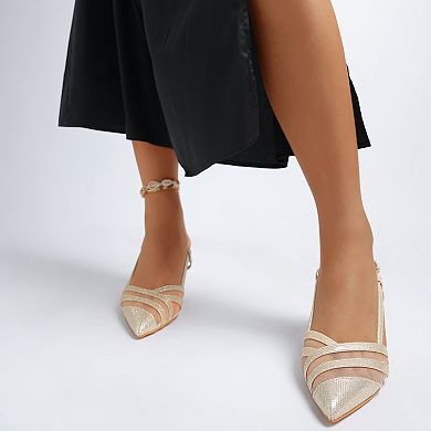 London Rag Daldra Women's Slingback Kitten Heel Sandals