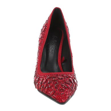 London Rag Iceout Women's Diamate & Rhinestone Detail Pointed Toe Pumps