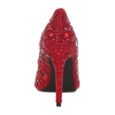 London Rag Iceout Women's Diamate & Rhinestone Detail Pointed Toe Pumps