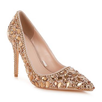 London Rag Iceout Women's Diamate & Rhinestone Detail Pointed Toe Pumps