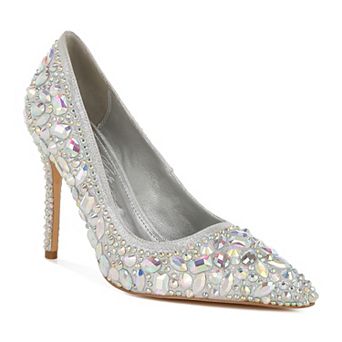 London Rag Iceout Women's Diamate & Rhinestone Detail Pointed Toe Pumps