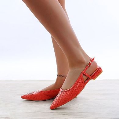 London Rag Kurina Women's Woven Slingback Sandals