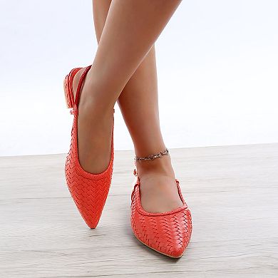 London Rag Kurina Women's Woven Slingback Sandals