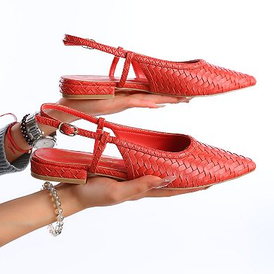 London Rag Kurina Women's Woven Slingback Sandals