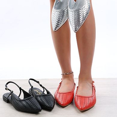London Rag Kurina Women's Woven Slingback Sandals
