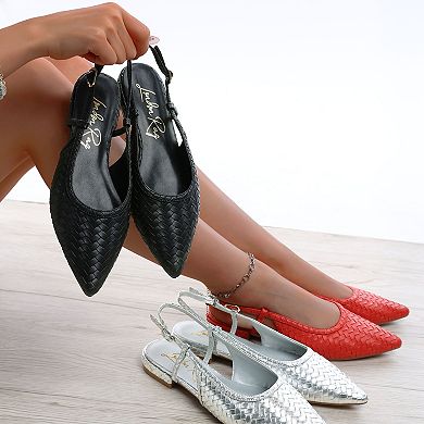London Rag Kurina Women's Woven Slingback Sandals