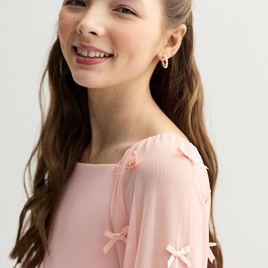 Girls 7-16 Speechless Sheer Bow Trimmed Sleeve Dress