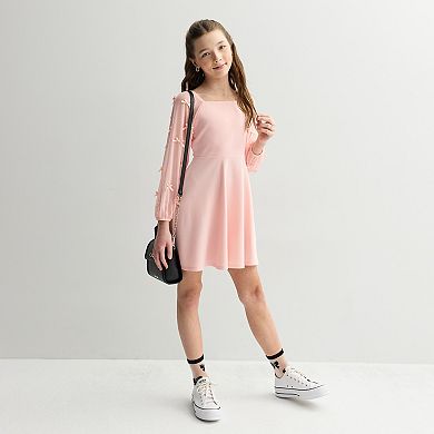 Girls 7-16 Speechless Sheer Bow Trimmed Sleeve Dress