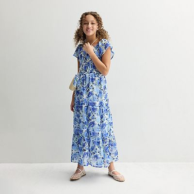 Girls 7-16 Speechless Floral Short Sleeve Maxi Dress with Purse