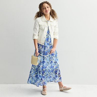 Girls 7-16 Speechless Floral Short Sleeve Maxi Dress with Purse