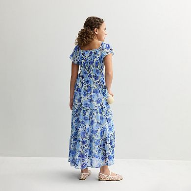 Girls 7-16 Speechless Floral Short Sleeve Maxi Dress with Purse