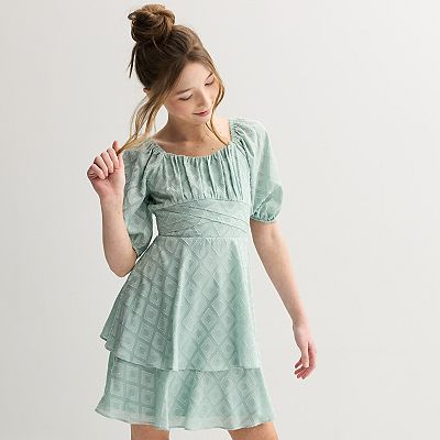 Girls 7-16 Speechless Diamond Tiered Dress, Girl's, Size: 12, Seafoam