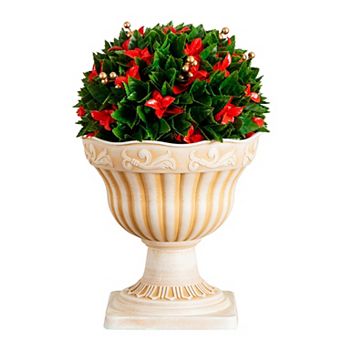 nearly natural 22-Inch UV Resistant Artificial Red Tip Photinia in Decorative Planter