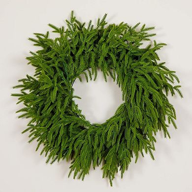 Nearly Natural 20-Inch Pre-Lit Artificial Real Touch Norfolk Island Pine Wreath