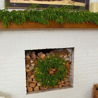 Nearly Natural 20-Inch Pre-Lit Artificial Real Touch Norfolk Island Pine Wreath