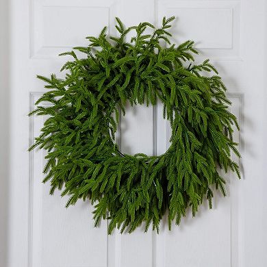 Nearly Natural 20-Inch Pre-Lit Artificial Real Touch Norfolk Island Pine Wreath