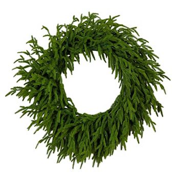 Nearly Natural 24-Inch Pre-Lit Artificial Real Touch Norfolk Island Pine Wreath