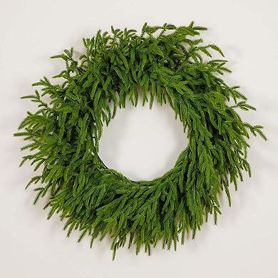 Nearly Natural 24-Inch Pre-Lit Artificial Real Touch Norfolk Island Pine Wreath