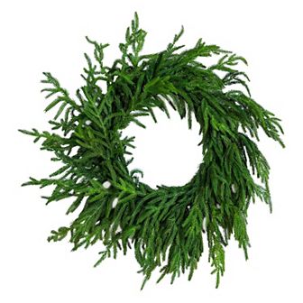 nearly natural 24-Inch Artificial Real Touch Norfolk Island Pine Wreath