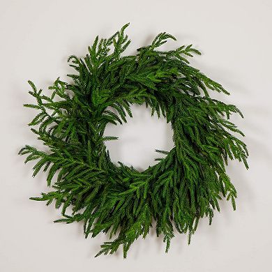 nearly natural 24-Inch Artificial Real Touch Norfolk Island Pine Wreath