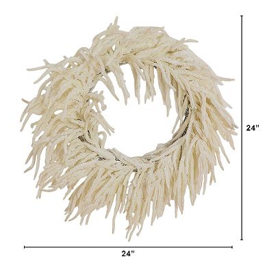 nearly natural 24-Inch Artificial Real Touch Norfolk Island Pine Wreath