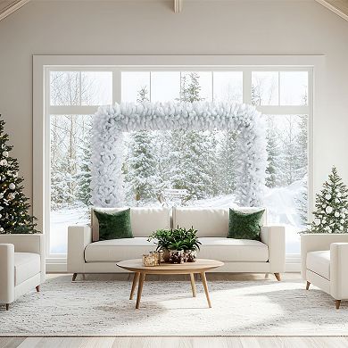 nearly natural 8-ft. Artificial Holiday White Christmas Pine Archway