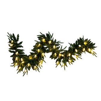 Nearly Natural 6-ft. Pre-Lit Artificial Luxembourg Pine Garland with LED Lights