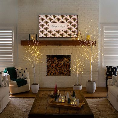 nearly natural 3-pc. Pre-Lit LED Artificial Birch Trees Set