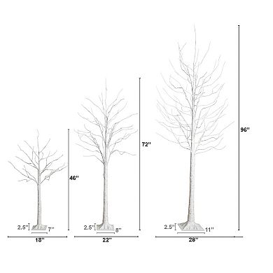 nearly natural 3-pc. Pre-Lit LED Artificial Birch Trees Set