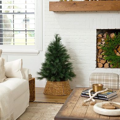 Nearly Natural 4-ft. Artificial Green Pampas Grass Christmas Tree