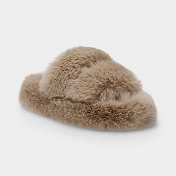 LC Lauren Conrad Riishi Two Band Women's Faux Fur Slide Slippers
