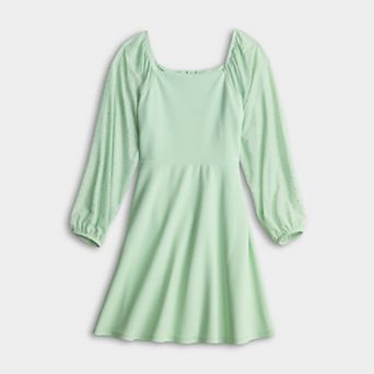 Girls 7-16 Speechless Rhinestone Sleeve Sheer Skater Dress