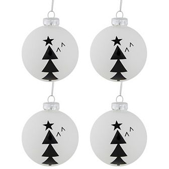 Northlight Star Topped Trees Glass Ball Christmas Ornaments 4 pk