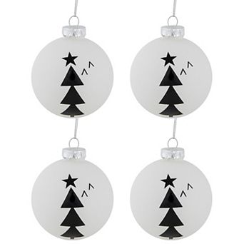 Northlight Star Topped Trees Glass Ball Christmas Ornaments 4 pk
