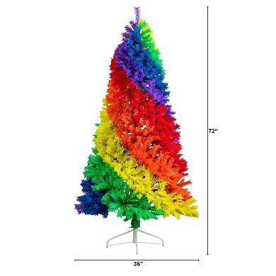 Nearly Natural 6-ft. Artificial Rainbow Christmas Tree