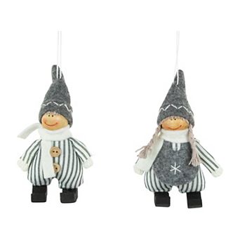 Northlight 2 pc Plush Striped Christmas Ornament Set