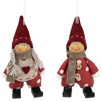 Northlight 2 pc Plush Polka Dot Christmas Ornament Set
